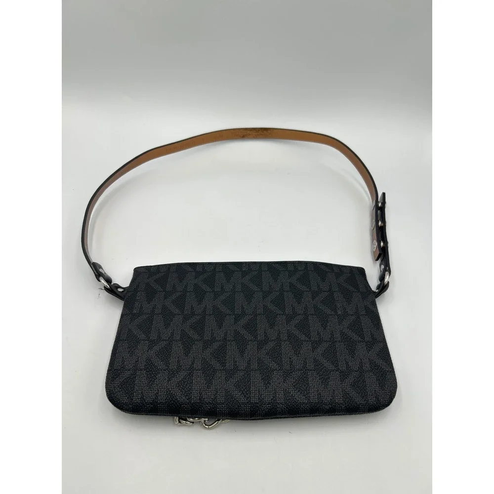 Michael Kors Black Signature Logo Belt Bag Chain Detail 35H1ST9N2B Waist Pack
